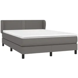 vidaXL Boxspringbett mit Matratze Grau 140x200 cm Kunstleder