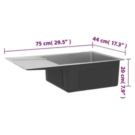 vidaXL Handgemachte Einbauspüle Edelstahl