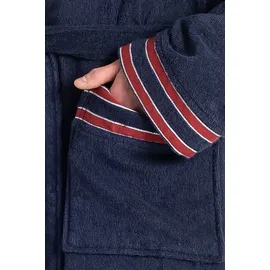 Bruno Banani Herrenbademantel BRUNO BANANI "Roy, ideal für Sauna & Spa, Standardlänge & Überlänge" Gr. XXL, marine, L:145cm, Walkfrottee, Hausmäntel, Bademantel, farblich abgesetzten Streifen, Bademantel, S-3XL, auch in extra lang
