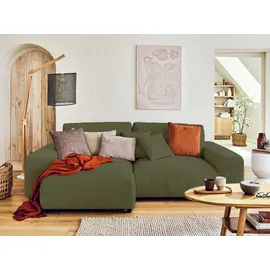 lisa design Garance, Ecksofa beidseitig montierbar - 4-Sitzer, aus Cord , Grün - Grün