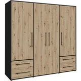 DS PRODUKT Drehtürenschrank Mokkaris, OTTOs Choice, TOPSELLER! 3 oder 4 Türen, zeitloses Design (B/H/T ca. 145x200x59cm oder 206x200x59cm) Schubladen + schwarze Stangengriffe, Made in Europe, viel Stauraum schwarz 205,9 cm x 200,1 cm x 58,8 cm
