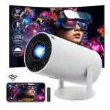 Beamer Mini Projektor mit Android 13 WiFi 6 Bluetooth 5.2 Mini Beamer 4K 1080P Unterstützung Automatische Trapezkorrektur Smart Außenprojektor Kompatibel Phone/HDMI/USB (amx100 Weiß)