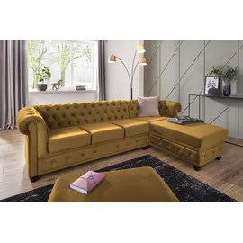 Home Affaire Chesterfield-Sofa HOME AFFAIRE "New Castle L-Form", gelb (mustard), B:255cm H:72cm T:171cm, Sofas, hochwertige Knopfheftung in Chesterfield-Design, B/T/H: 255(171/72)