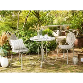 Beliani Gartentisch Grau Metall Rund Balkon Terrasse Garten Romantisch