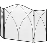 HOMCOM Kaminschutzgitter, Klappbares Kamingitter mit 3 Paneelen, Ofenschutzgitter, Funkenschutzgitter für Wohnzimmer, Metall, 126 x 76 cm, Schwarz   Aosom