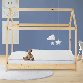 ML-Design Kinderbett Hausbett 80 x 160 cm Kiefer natur beige
