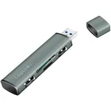 Logilink USB 3.2 Gen 2-Hub mit Aluminiumgehäuse, mit eingebautem SD-Kartenleser, mit Status-LEDs Spacegrau