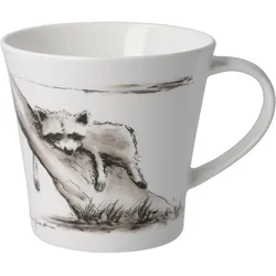 Tasse GOEBEL "Peter Schnellhardt - "Kleines Nickerchen"", weiß, B:14cm H:10cm Ø:10,5cm, Fine China-Porzellan, Kunststoff, Trinkgefäße, 350 ml