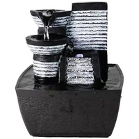 Mojawo Wasserspiel Zimmerbrunnen mit Pumpe und weißem LED Licht H18cm schwarz