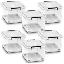 tillvex Aufbewahrungsbox 27 l 6-tlg. transparent/schwarz