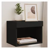 vidaXL Wand-Nachttische mit LED-Leuchten 2 Stk. Schwarz