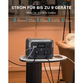 EcoFlow EF ECOFLOW RIVER 2 MAX mit XT60 Kabel 3.5M 512Wh Tragbare Powerstation, Solargenerator mit LiFeP04, Schnellladung in 1 Stunde,