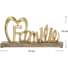 Cepewa Schriftzug Familie 32 x 16 x 5 cm Gold/Braun