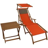 Erst-Holz Sonnenliege terracotta Strandliege Holzliege Buche Fußteil Sonnendach Tisch Kissen 10-309FSTKD