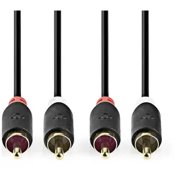 Nedis Stereo-Audiokabel - 2x RCA Stecker - 2x RCA Stecker - Vergoldet - 5.00 m - Rund - Anthrazit - Box