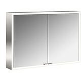 Emco prime Aufputz-Lichtspiegelschrank 949706383 1000x700mm, 2-türig, aluminium/weiss