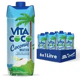 Vita Coco Pures Kokoswasser 6x1L, natürlich hydrierend mit Elektrolyten, glutenfrei, voll mit Vitamin C & Potassium