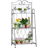 3-etagen Pflanzregal Klappbar Pflanzenständer Für Außenbereich Wie Balkon, Terrasse Oder Garten Blumenregal Metall Blumenständer Blumentreppe Gartenregal Silbergrau