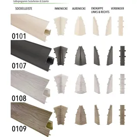 Lemal Sockelleisten Sparpaket, PVC 65x23mm - Fußleisten mit Kabelkanal - (56 Meter 0108 Holzoptik hellgrau) Laminatleiste Kabelführung Vinyl - Weiß