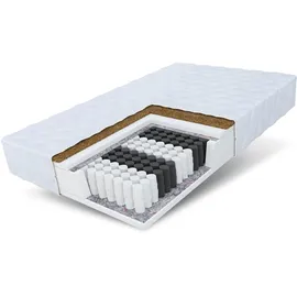 Fdm Matratze 180x200 cm Premium H3 H4 Höhe 17 cm Taschenfederkernmatratze Kokosfaser-Einlage Polyurethan-Schaum 7 Zonen Kokos Home Plus