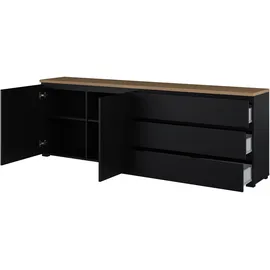 OTTO home Modo 200 x 68 x 34,5 cm Schwarz / Eiche Mauvella