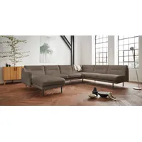 Wohnlandschaft ANDAS "Nordfyn U-Form" Sofas Gr. B/H/T: 323cm x 81cm x 239cm, NaturLEDER, Recamiere links, grau (taupe) edles Design in 3 Bezugsqualitäten, by Morten Georgsen