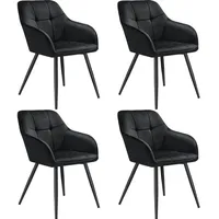 Tectake tectake® Esszimmerstuhl, gepolstert, in Samtoptik, gesteppt, schlanke Stahlbeine,