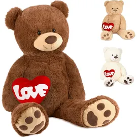 Brubaker XXL Teddybär 100 cm mit Love Herz Stofftier Plüschtier Kuscheltier