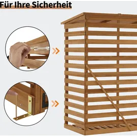 MCombo Kaminholzregal Holz 90 x 185 x 186 cm mit Rückwand und wasserdichter Abdeckung Natürlich