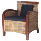 Helloshop26 - Sessel Stuhl Lounge-Sessel Design-Club-Sofa Wohnzimmer handgeflochtenes Rattan braun 1102077/3