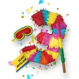 Party Factory Pinata Pinata 3 Stab und Maske Geburtstag, Dekoration, 50 x 35 x 8cm bunt