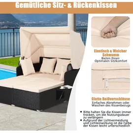 Costway Sonnenliege 200 x 150 x 80 cm Schwarz/Braun