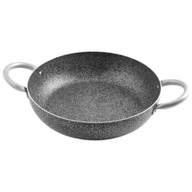HOME Family Stone Antihaftbratpfanne mit 2 Griffen, Stein, Schwarz/Grau, 38 cm