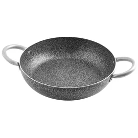 HOME Family Stone Antihaftbratpfanne mit 2 Griffen, Stein, Schwarz/Grau, 38 cm
