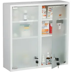 Relaxdays Medizinschrank, 2 türig, abschließbar, 3 Fächer, HBT 53x52,5x15,5 cm, Medikamente, Arzneischrank hängend, weiß