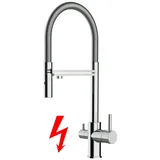 VIZIO NIEDERDRUCK 3 Wege Wasserhahn Küchenarmatur FL mit 360° schwenkbarem Auslauf abnehmbare 2 strahl Handbrause
