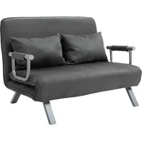 2-Sitzer Schlafsofa mit Armlehne 65x69x80cm 3-in-1 Schlafsessel, Gästebett, Klappmatratze, WildKunstleder, Grau