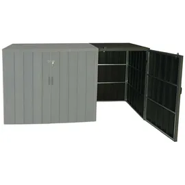 Mendler WPC Mülltonnenbox J28-XL-1-2er grau