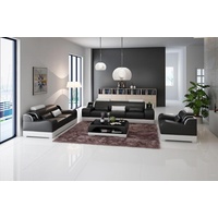 JVmoebel Sofa Sofagarnitur Couch Polster Sofa 3+1+1 Garnituren Design Leder 3tlg. Komplett Set schwarz
