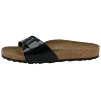 Birkenstock Madrid Birko-Flor Lack normal Damen Pantolette Hausschuhe, Sandaletten, Mules, Pantoffeln, Slipper schwarz 41 EU