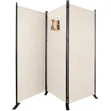 VOUNOT Vounot® Paravent Raumteiler 3 Teilig Freistehend Stoff Trennwand 262 x 30 x 173 cm Beige