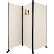 VOUNOT Vounot® Paravent Raumteiler 3 Teilig Freistehend Stoff Trennwand 262 x 30 x 173 cm Beige