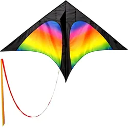 Kinderdrachen Delta Rainbow (bunt). Einleinerdrachen - flugfertig inkl. Schnur bunt 155 CM