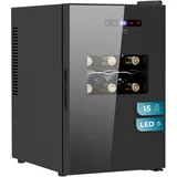 Cecotec Weinkühlschrank Bolero GrandSommelier 1550 CoolCrystal. Klasse E, 15 Flaschen, temperaturverstellbar von 5-18oC, thermoelektrische Kühlung, leise mit 35 dB, Touchpanel umweltfreundliche LED