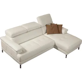 Egoitaliano "Soul, Design und Sitzkomfort auf hohem Niveau, tolle Details, L-Form", mit Recamiere, inkl. Kopfteilverstellung weiß,