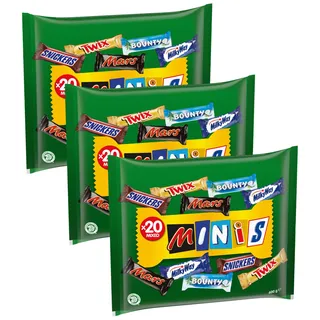 Mars Mixed Minis Beutel, Mars, Snickers, Bounty, Twix, Milky Way, Schokolade Großpackung, eine Packung (1 x 400 g) (Packung mit 3)