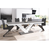 designimpex Esstisch Design Tisch HE-999 Grau / Weiß Hochglanz ausziehbar 160 bis 256 cm grau|weiß