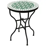 Marrakesch Orient & Mediterran Interior Marokkanischer Mosaiktisch Estrella Grün Weiss ø 60cm