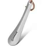 ZOMAKE Schuhlöffel Klein,Kleiner Schuhanzieher Metall,Mini Edelstahl Reise Schulöffel Kurz 18.5cm Mit Seil(1er Silber)