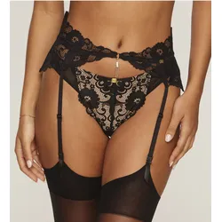 Strapsgürtel JETTE, Damen, Gr. 40/42, N-Gr, schwarz (schwarz, karamell), Spitze, Obermaterial: 90% Polyamid, 10% Elasthan, Strumpfhalter, aus floraler Spitze mit extravagantem Glitzeraccessoire, sexy Dessous